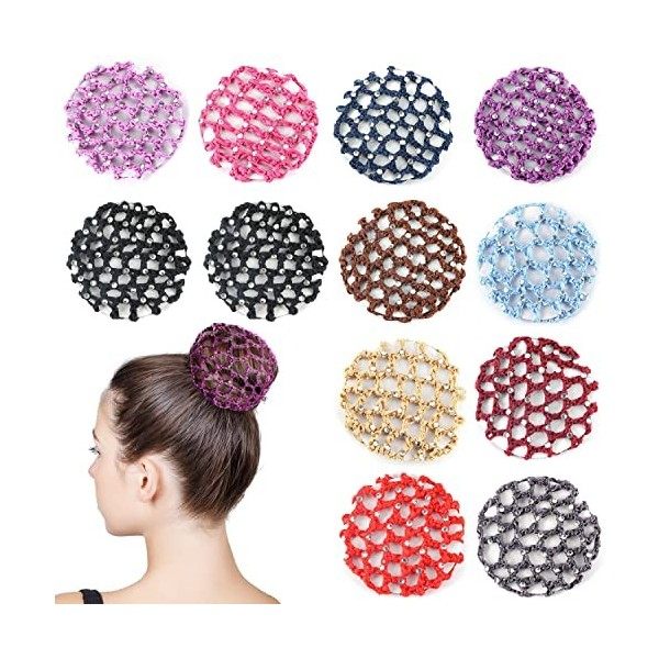 Lot de 12 équerres pour cheveux Chignon, DINSONG Retina pour cheveux Chignon Filles avec Perles, Lot de 12 équerres pour chev