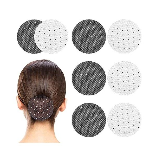 Filet Cheveux, 8Pcs Filet à Chignon, Élastique Cheveux Chignon avec Strass, Filet Chignon Invisible, Filet de Cheveux pour Do