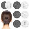 Filet Cheveux, 8Pcs Filet à Chignon, Élastique Cheveux Chignon avec Strass, Filet Chignon Invisible, Filet de Cheveux pour Do