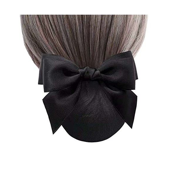 JIHUOO Filet à Chignon avec Nœud Barrette à Cheveux Française Couverture de Chignon Pince à Cheveux pour Femme Le Noir