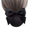 JIHUOO Filet à Chignon avec Nœud Barrette à Cheveux Française Couverture de Chignon Pince à Cheveux pour Femme Le Noir