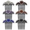 inSowni Lot de 6 peignes à cheveux en plastique à paillettes scintillantes avec fleurs et strass - Barrettes à dents longues 