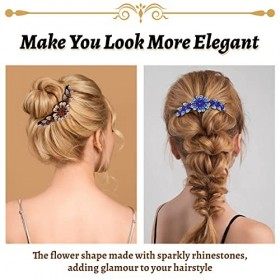 inSowni Lot de 6 peignes à cheveux en plastique à paillettes scintillantes avec fleurs et strass - Barrettes à dents longues 