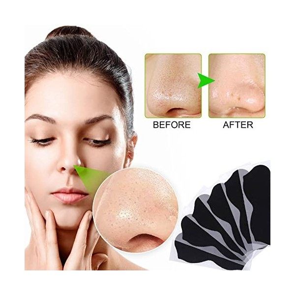 Lot de 80 bandes nasales pour enlever les points noirs, nettoyage en profondeur, bandes nasales en charbon de bois, bandes na...