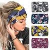 Kavya 4 Pièces Bandeau Cheveux Femme Large élastique Doux Boho Bandeau Cheveux Imprimé Léopard Yoga Sport Headband Multicolor