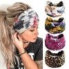 Kavya 4 Pièces Bandeau Cheveux Femme Large élastique Doux Boho Bandeau Cheveux Imprimé Léopard Yoga Sport Headband Multicolor