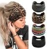 Kavya 4 Pièces Bandeau Cheveux Femme Large élastique Doux Boho Bandeau Cheveux Imprimé Léopard Yoga Sport Headband Multicolor