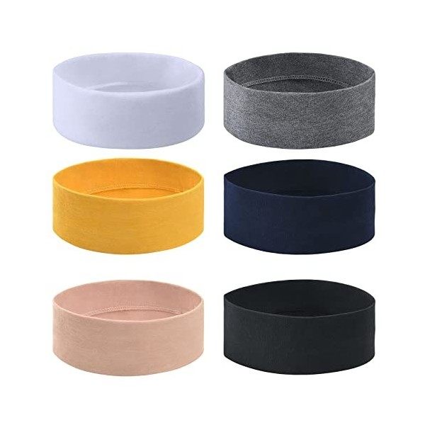 URAQT Headbands Élastique, Lot de 6 Bandeau Cheveux Femme, Bandeaux de Yoga, Bandeaux de Course Accessoires de Cheveux Dentr