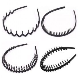 Lot de 4 bandeaux élastiques pour homme - En zigzag - Noir mat - Plusieurs styles - Convient pour le sport, le fitness, le ma