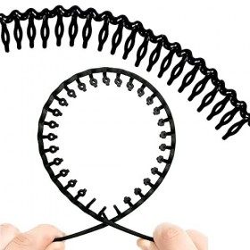 Lot de 4 bandeaux élastiques pour homme - En zigzag - Noir mat - Plusieurs styles - Convient pour le sport, le fitness, le ma