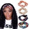 DRESHOW 4 Pièces Bandeau Cheveux Femme Boho Bandeaux Vintage Fleur Imprimé Hair Bandeau Cross Noué Élastique Bande de Cheveux