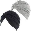 2pcs Bonnet Turban Femme Front Croisé Coton Stretch Bonnet de Nuit Chapeaux Bandeau Foulard Mode Musulmanes pour Perte de Che