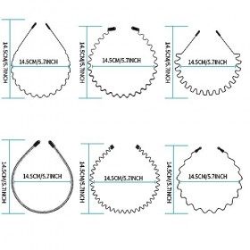 6 Pièces Bandeaux de Cheveux, Serre-tête en Métal Ondulés Élastique, Accessoires de Cheveux Bandeaux pour Sports, Homme, Fill