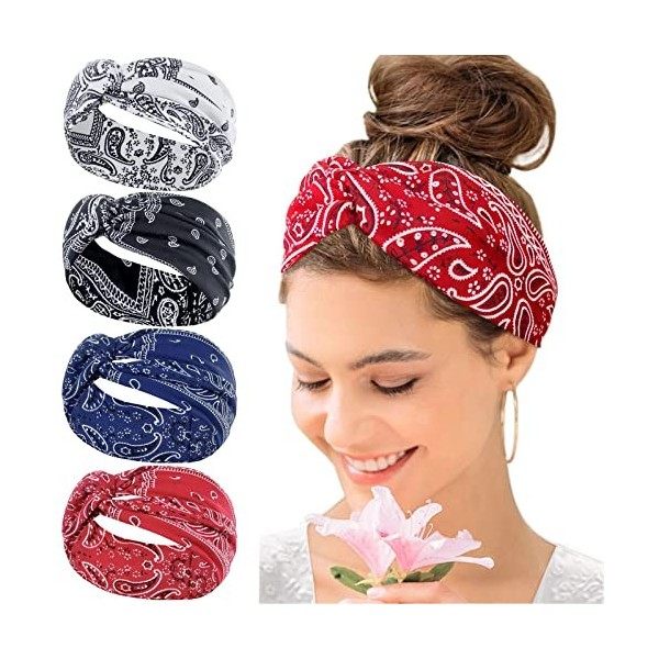 Kavya Bandeau Cheveux Femme, Headband Cheveux Femme Elastique Bandeau Femme Large Flower Headwear Yoga Hair Bands Accessoire 