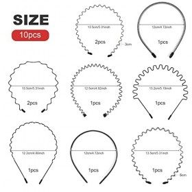 Bomtop 10 Pièces Bandeaux en Métal, serre tete homme et femme, Multi-Style Élastique Ondulés Spring Wave Unisexe Antidérapant