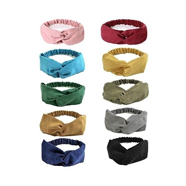 URAQT 12Pack Bandeau Cheveux, Headbands Vintage Élastique, Bandeaux pour les femmes fleur imprimé tête enveloppe extensible