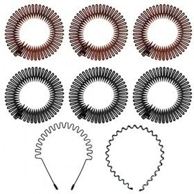 Lot de 6 brosses à cheveux rondes extensibles avec 2 bandeaux ondulés, brosse à cheveux ronde en plastique, anti-casse, durab