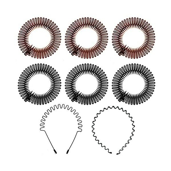 Lot de 6 brosses à cheveux rondes extensibles avec 2 bandeaux ondulés, brosse à cheveux ronde en plastique, anti-casse, durab
