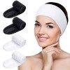 MELLIEX 4PCS Bandeau de Maquillage Réglable de Bande Cheveux Réutilisable Bande de Serviette Extensible pour La Spa Soin Visa