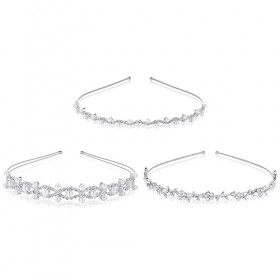 SOSPIRO 3 Pièces Serre-têtes de Mariage, Bandeaux Bijoux Cheveux Vignes de Fleur de Cristal de Perle Headband Femme Couronne 