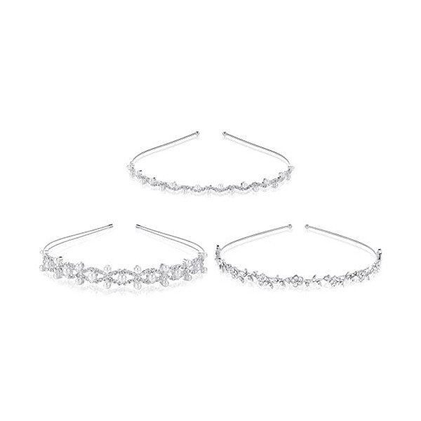 SOSPIRO 3 Pièces Serre-têtes de Mariage, Bandeaux Bijoux Cheveux Vignes de Fleur de Cristal de Perle Headband Femme Couronne 