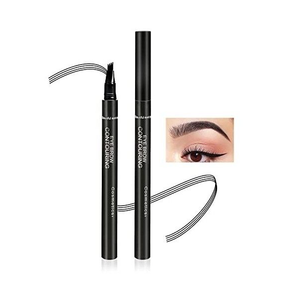 Boobeen Stylo de tatouage pour sourcils Crayon liquide imperméable pour sourcils, stylo pour sourcils de microblading avec ap