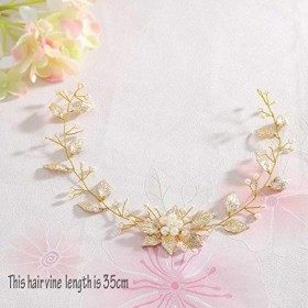 Simsly Bijou de tête composé de fleurs et de feuilles pour femme et fille - Accessoire de mariage perlé - argenté ou doré do