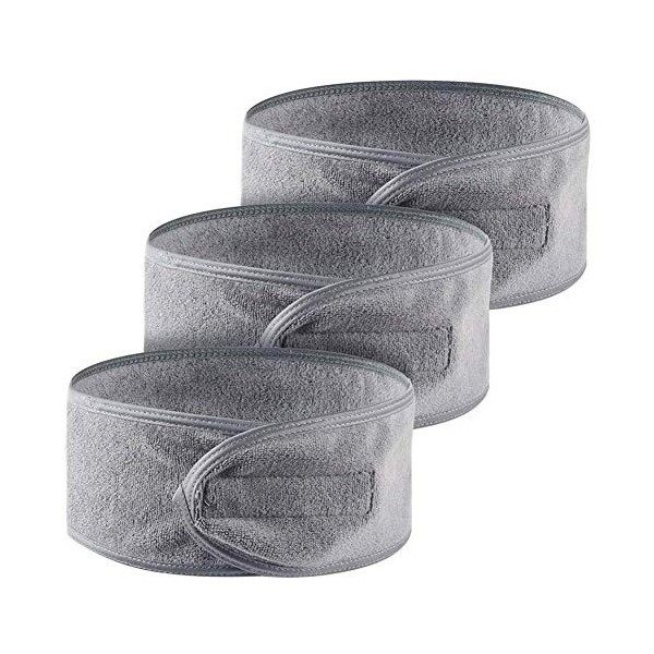 Queta 3PCS Bandeau Maquillage Cheveux Lavable Bandeau Serre-Tête Scratch Blanc Pour Spa Yoga Sport Se Maquiller Soins du Visa