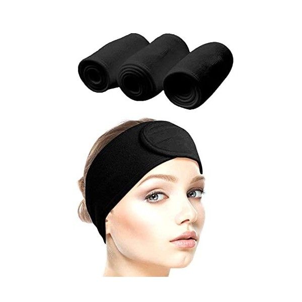 Queta 3PCS Bandeau Maquillage Cheveux Lavable Bandeau Serre-Tête Scratch Blanc Pour Spa Yoga Sport Se Maquiller Soins du Visa