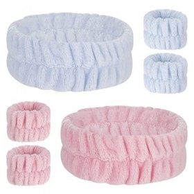 RosewineC Lot de 6 Bandeau Cheveux Femme Maquillage avec Bracelet Lavage Visage pour Cosmétiques Spa - En Microfibre Douce - 