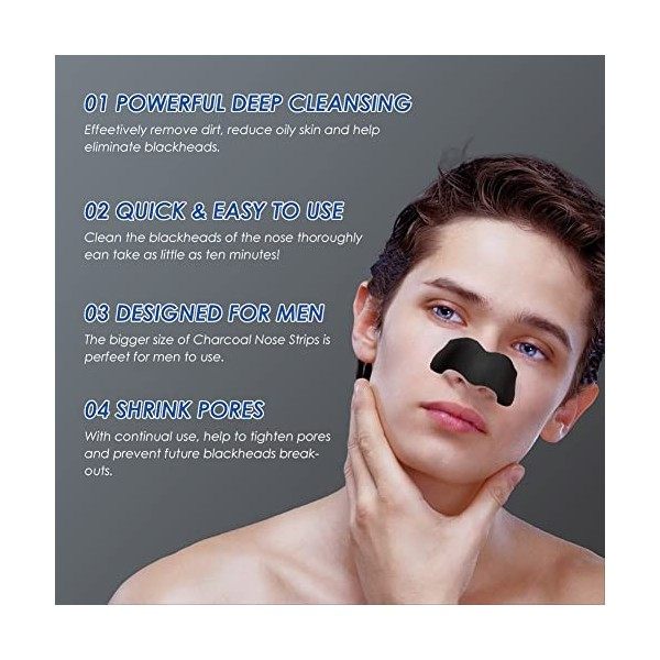 Patch Point Noir, Patch point Noir Nez,Patchs Anti-Points Noirs Pour Hommes, Charbon de Bambou Nettoyage en Profondeur Patch ...