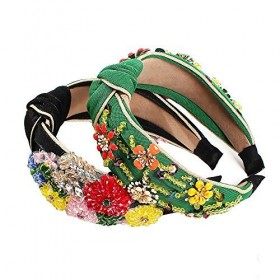 QTMY Lot de 2 bandeaux à cheveux en perles de cristal - Style vintage - Pour femme et fille