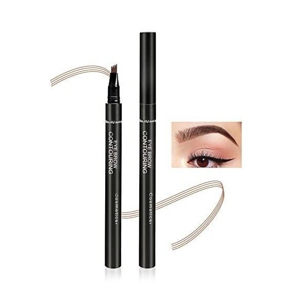 Boobeen Stylo de tatouage pour sourcils Crayon liquide imperméable pour sourcils, stylo pour sourcils de microblading avec ap