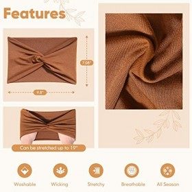 Allucho Lot de 8 bandeaux larges pour femme, 17,8 cm, extra larges, style bohème, extensibles, pour filles, turban, yoga, ent