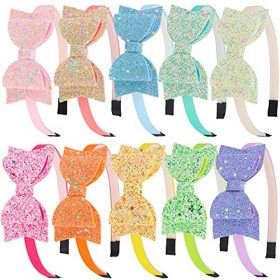 XIMA Lot de 10 bandeaux à paillettes avec nœud pour filles 8,9 cm