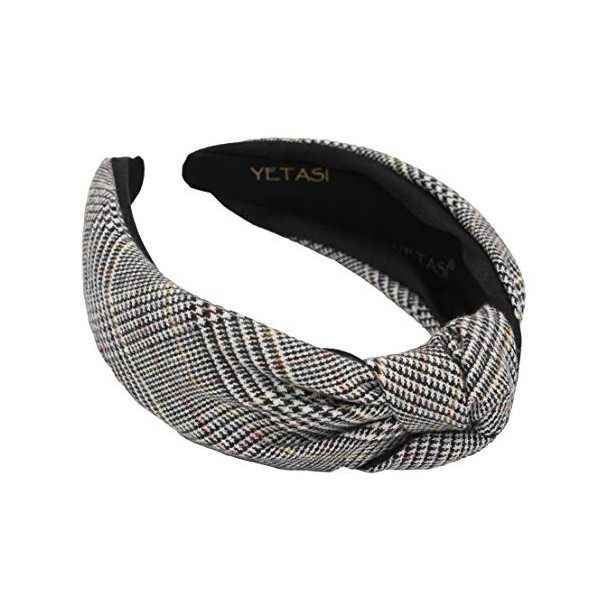 YETASI Head bands for Womens Hair are Uniquely Made of Non Slip Material for Your Comfort. Plaid Black Headbands for Women a