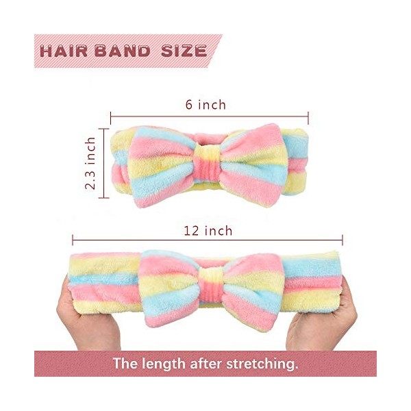 CNXUS Bow Headbands Coral Fleece Elastic Bowknot Hair Band For Girls Washing Face Makeup Cosmetic Yoga Sports Pajama Party Ch