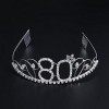 Losuya 80e anniversaire Tiara Couronne Cristal Princesse couronnes Joyeux anniversaire Accessoires Cheveux