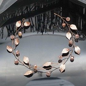 BERYUAN Serre-tête de mariée en forme de feuille dor rose pour femme - Accessoire de cheveux chic - Cadeau pour une fête - P