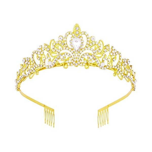 Couronnes pour femmes, Vofler Or rose Tiare Cristal Strass POUR LES CHEVEUX POUR LA princesse REINE LAMES LITTES FILITES ADUL