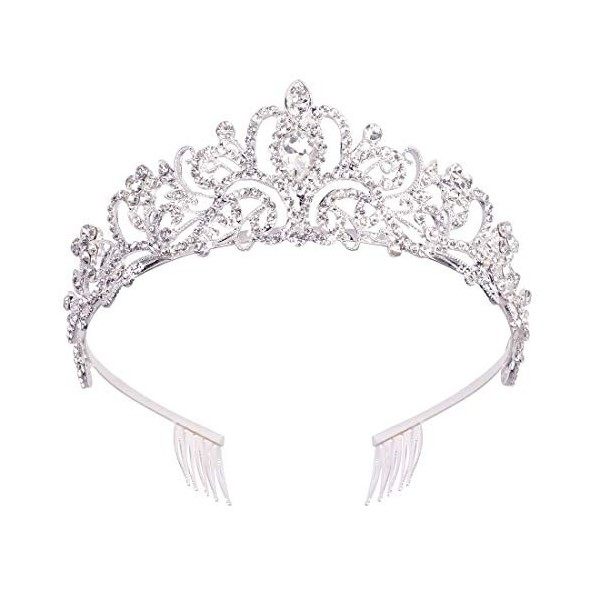 Didder – Diadème à strass pour femme et fille, couronne élégante avec peignes pour mariage, bal de promo, fête danniversaire