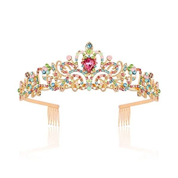 Didder – Diadème à strass pour femme et fille, couronne élégante avec peignes pour mariage, bal de promo, fête danniversaire