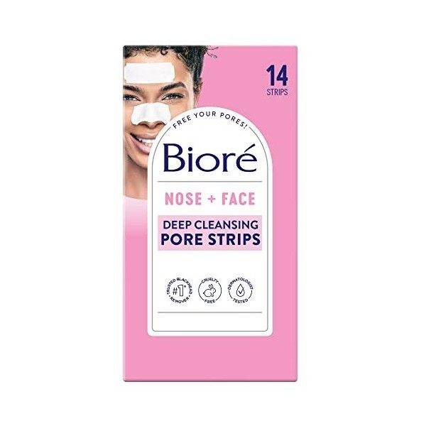 Visage & Nez Strips nettoyage en profondeur des pores par Biore pour Unisexe - 14 PC 7 Strips Pore Strips visage, 7 Pore Nez ...