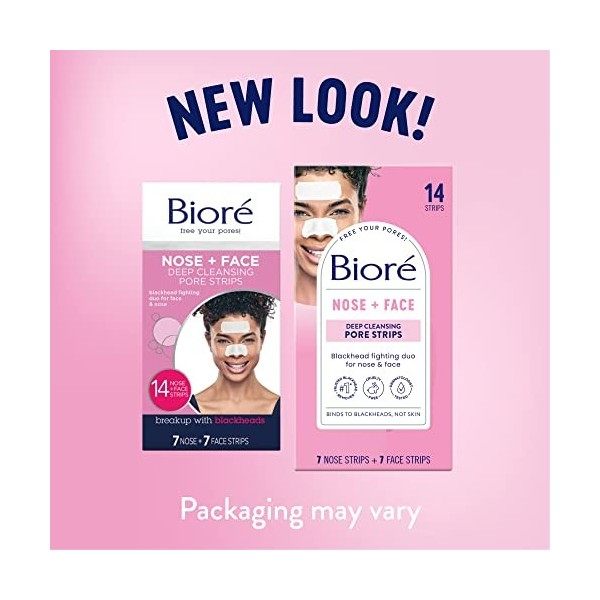 Visage & Nez Strips nettoyage en profondeur des pores par Biore pour Unisexe - 14 PC 7 Strips Pore Strips visage, 7 Pore Nez ...