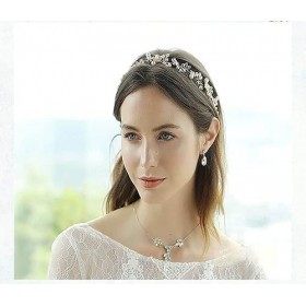 Uongeod Serre-tête bohème avec perles en cristal - Accessoire pour cheveux de mariage or 
