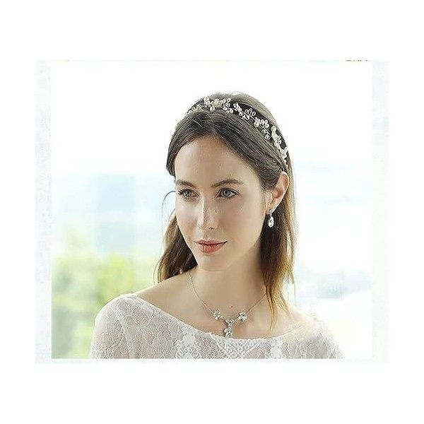 Uongeod Serre-tête bohème avec perles en cristal - Accessoire pour cheveux de mariage or 