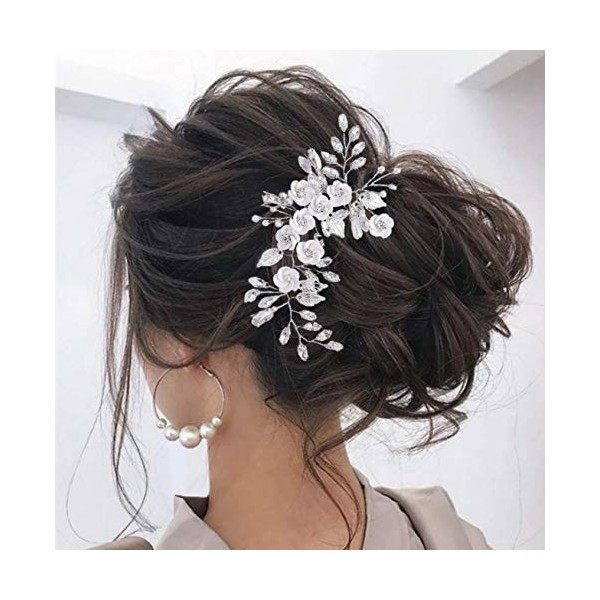 Unicra accessoires de cheveux de mariage femme broche cheveux strass mariage accessoire cheveux court mariage pour demoiselle