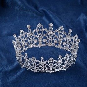 Ff Argent Full Round Couronne de mariage pour la femme mariée anniversaire Couronne