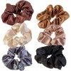 Vaga Lot de 6 chouchous doux en satin pour cheveux de couleur différente - chouchou cheveux femme satin - elastique cheveux f