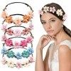 Lot de 5 Couronne de Fleurs Bandeau, VEGCOO Fleurs Headbands en Ruban Elastique Fleurs Pour Cheveux, Pour Photographie de Voy